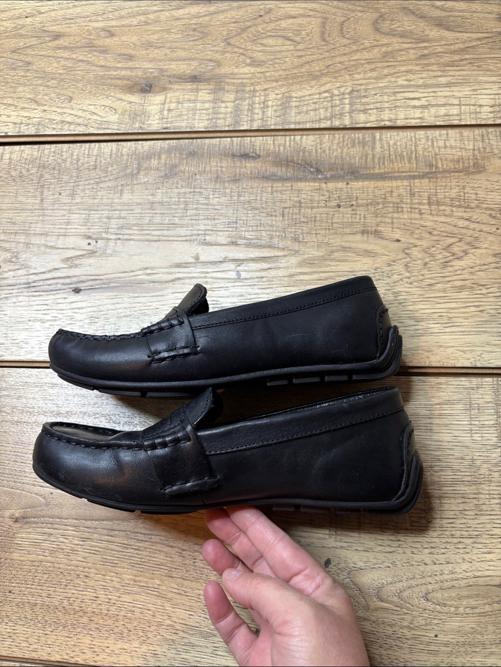 Youth Boys Polo Ralph Lauren Telly Leather Penny Loafers Black Size 2 - Picture 5 of 6